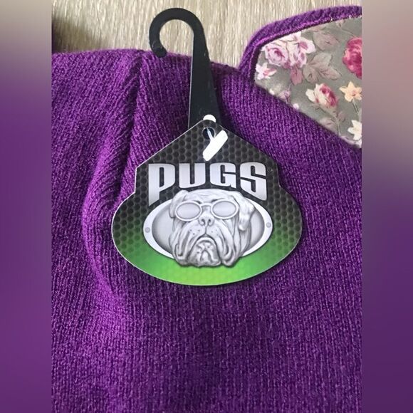NWT … PUGS “Floral Earred” Purple Beanie Hat - Picture 3 of 3